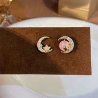 Simple Style Star Heart Shape Flower Copper Plating Inlay Zircon Earrings Ear Studs 1 Pair sku image 5