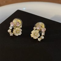 Simple Style Star Heart Shape Flower Copper Plating Inlay Zircon Earrings Ear Studs 1 Pair sku image 26