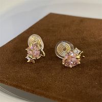 Simple Style Star Heart Shape Flower Copper Plating Inlay Zircon Earrings Ear Studs 1 Pair sku image 3