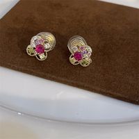 Simple Style Star Heart Shape Flower Copper Plating Inlay Zircon Earrings Ear Studs 1 Pair sku image 23
