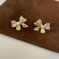 Simple Style Star Heart Shape Flower Copper Plating Inlay Zircon Earrings Ear Studs 1 Pair sku image 21