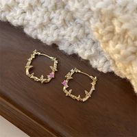 Simple Style Star Heart Shape Flower Copper Plating Inlay Zircon Earrings Ear Studs 1 Pair sku image 24