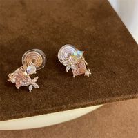Simple Style Star Heart Shape Flower Copper Plating Inlay Zircon Earrings Ear Studs 1 Pair sku image 10
