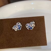Simple Style Star Heart Shape Flower Copper Plating Inlay Zircon Earrings Ear Studs 1 Pair sku image 14