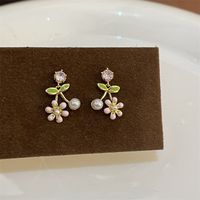 Simple Style Star Heart Shape Flower Copper Plating Inlay Zircon Earrings Ear Studs 1 Pair sku image 13