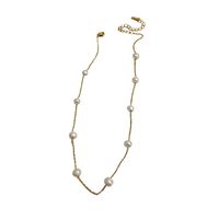 Simple Style Round Alloy Freshwater Pearl Plating Gold Plated Women's Necklace main image 4