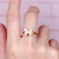 Retro Butterfly Brass Plating Inlay Zircon 24k Gold Plated Rings main image 5