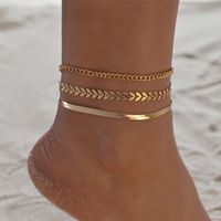Vacation Leaf Solid Color Alloy Iron Wholesale Anklet main image 1