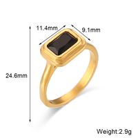 Vintage Style Rectangle Stainless Steel Plating Inlay Zircon 18k Gold Plated Rings main image 5