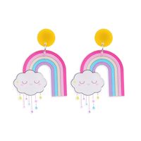 Wholesale Jewelry 1 Pair Cute Clouds Rainbow Arylic Drop Earrings sku image 1