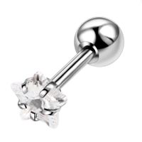 Fashion Flower Stainless Steel Inlay Zircon Ear Studs 1 Piece sku image 1