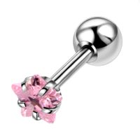 Fashion Flower Stainless Steel Inlay Zircon Ear Studs 1 Piece sku image 2