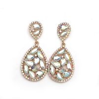Wholesale Jewelry 1 Pair Luxurious Water Droplets Alloy Artificial Rhinestones Glass Drop Earrings sku image 2