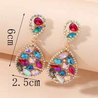 Wholesale Jewelry 1 Pair Luxurious Water Droplets Alloy Artificial Rhinestones Glass Drop Earrings main image 4