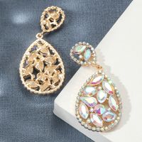Wholesale Jewelry 1 Pair Luxurious Water Droplets Alloy Artificial Rhinestones Glass Drop Earrings main image 5