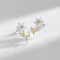 1 Pair Elegant Flower Sterling Silver Plating Inlay Crystal Zircon Rhodium Plated Ear Studs main image 3