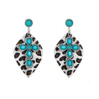 Elegant Retro Cross Leopard Alloy Plating Inlay Turquoise Glass Gold Plated Silver Plated Women's Drop Earrings main image 2