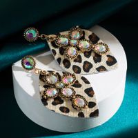 Elegant Retro Cross Leopard Alloy Plating Inlay Turquoise Glass Gold Plated Silver Plated Women's Drop Earrings main image 3