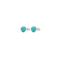 1 Pair Vintage Style Round Sterling Silver Plating Inlay Turquoise Rhodium Plated Ear Studs sku image 1