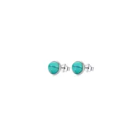 1 Paire Style Vintage Rond Argent Sterling Placage Incruster Turquoise Plaqué Rhodium Boucles D'oreilles sku image 1