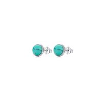 1 Pair Vintage Style Round Sterling Silver Plating Inlay Turquoise Rhodium Plated Ear Studs sku image 2