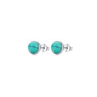 1 Pair Vintage Style Round Sterling Silver Plating Inlay Turquoise Rhodium Plated Ear Studs sku image 3