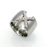 Edelstahl 304 18 Karat Vergoldet Einfacher Stil Überzug Inlay X-Form Zirkon Ringe sku image 2