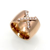 304 Stainless Steel 18K Gold Plated Simple Style Plating Inlay X-Shaped Zircon Rings main image 3