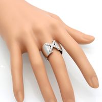304 Stainless Steel 18K Gold Plated Simple Style Plating Inlay X-Shaped Zircon Rings main image 2