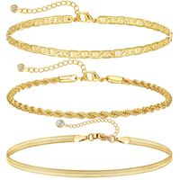 Style Simple Irrégulier Rond Strass Acier Inoxydable De Gros Bracelet De Cheville sku image 9