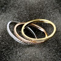 Wholesale Simple Style Circle Titanium Steel 14k Gold Plated Zircon Rings sku image 17