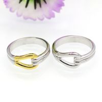 Wholesale Simple Style Leaf Titanium Steel White Gold Plated Rings main image 5