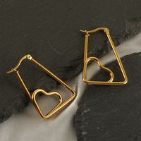 1 Pair Casual Cool Style Heart Shape Stainless Steel Plating 18k Gold Plated Drop Earrings main image 5