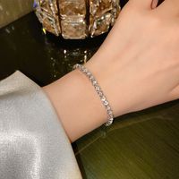 Simple Style Solid Color Copper Plating Inlay Zircon Gold Plated Bracelets main image 2