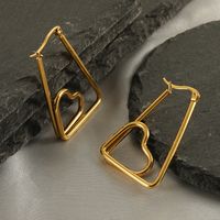 1 Pair Casual Cool Style Heart Shape Stainless Steel Plating 18k Gold Plated Drop Earrings main image 3