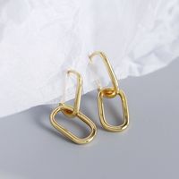 1 Pair Simple Style Oval Copper Plating 18k Gold Plated Drop Earrings sku image 2