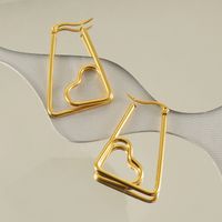 1 Pair Casual Cool Style Heart Shape Stainless Steel Plating 18k Gold Plated Drop Earrings main image 2