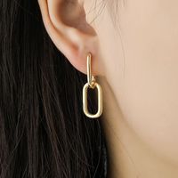 1 Pair Simple Style Oval Copper Plating 18k Gold Plated Drop Earrings main image 3