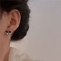 1 Pair Sweet Heart Shape Bow Knot Copper Plating Inlay Zircon Drop Earrings sku image 1