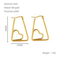 1 Pair Casual Cool Style Heart Shape Stainless Steel Plating 18k Gold Plated Drop Earrings sku image 1