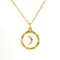 Stainless Steel 18K Gold Plated Hip-Hop Commute Cool Style Enamel Plating Moon Titanium Steel Pendant Necklace main image 2