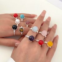 Vintage Style Classic Style Solid Color Copper 14k Gold Plated Natural Stone Wholesale Rings main image 1