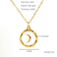 Stainless Steel 18K Gold Plated Hip-Hop Commute Cool Style Enamel Plating Moon Titanium Steel Pendant Necklace sku image 1