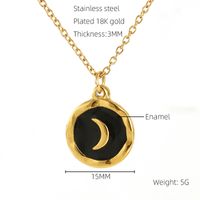 Stainless Steel 18K Gold Plated Hip-Hop Commute Cool Style Enamel Plating Moon Titanium Steel Pendant Necklace sku image 2