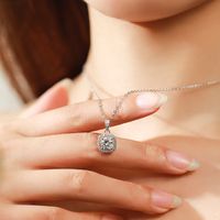 Luxurious Square Sterling Silver Plating Inlay Zircon Rhodium Plated Pendant Necklace main image 5