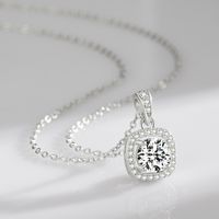 Luxurious Square Sterling Silver Plating Inlay Zircon Rhodium Plated Pendant Necklace main image 2