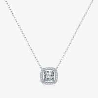 Simple Style Square Sterling Silver Plating Inlay Zircon Rhodium Plated Pendant Necklace sku image 1