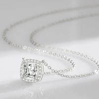 Simple Style Square Sterling Silver Plating Inlay Zircon Rhodium Plated Pendant Necklace main image 2