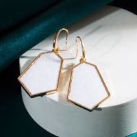 Wholesale Jewelry 1 Pair Retro Geometric Alloy Artificial Leather Gold Plated Drop Earrings sku image 2