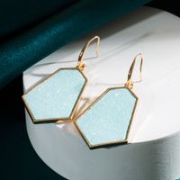 Wholesale Jewelry 1 Pair Retro Geometric Alloy Artificial Leather Gold Plated Drop Earrings sku image 4